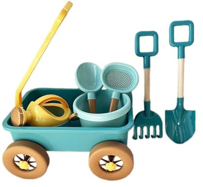 F Fityle Ensemble de chariot de jeu de simulation, jouet d'extérieur, outil de jardin, véhicules à moteur multicolores, jouet de plage, chariot pour enfants, Bleu