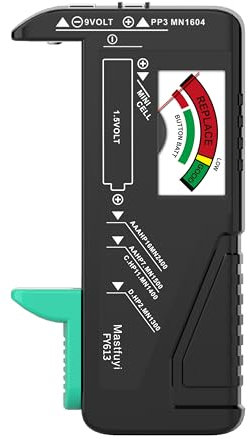 Tester Universale di Batteria - Tester Voltaggio Piccolo per Bottone (9V, 1.5V, AAA, AA, C, D) - Senza batteria necessaria, per Uso Domestico