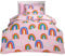 OHS Kids Coverless Duvet Single 10.5 Tog, Rainbows Print Reversible Washable Coverless Duvets Camping Sleepovers Winter Duvets Super Soft Cosy Coverless Duvet with Pillowcase, Pink