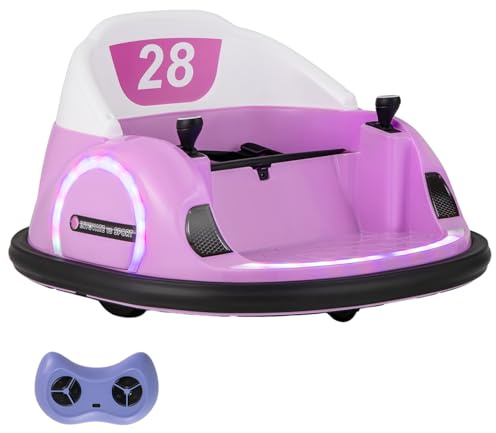 Maxmass Kids Ride on Bumper Car, 360° Rotation Spin Waltzer Car with Remote Control, Dual Joysticks, Music, Flashing Lights, USB/AUX Ports, Children Electric Ride on Car for 18+ Months Old (Pink)