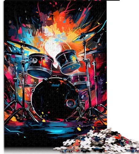 Puzzle für Erwachsene mit 1000 Teilen, farbenfrohes psychedelisches Schlagzeug-Papierpuzzle, für Erwachsene und Kinder ab 12 Jahren, Puzzle zur Heimdekoration, Größe: 50 x 75 cm