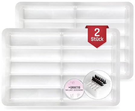 Sortierbox groß 2 Stück + GRATIS GESCHENK als Ordnungsystem und Aufbewahrungsbox stapelbar für Nageldesign Gel Tiegel, Farbgel, Gellack, Nailart in transparent aus Plastik · Lynis-Nailshop.de
