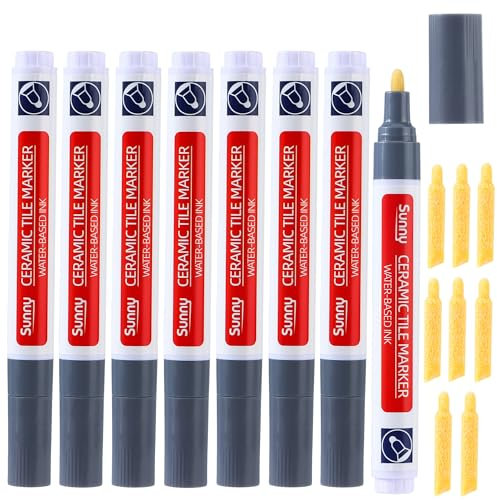8 Piezas Gris Rotulador de Pintura para Azulejos,Rotulador de Pared para Lechada Bolígrafo para Restaurar Juntas de Azulejos Bolígrafo Sellador para Baños Cocina(Gris Claro)