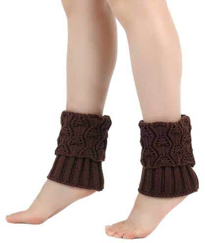1 paire de jambières courtes d'hiver pour femme et fille - Chaudes d'hiver - Douces et flexibles - En crochet - Chaudes et confortables - Pour femmes et filles