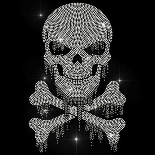 MAYJOYDIY Totenkopf Hotfix Strass Aufbügeln Tropfendes Design Kristall Strass Aufkleber Glitzer Hotfix Transfer Patch Kleidung Reparatur Applikation für T-Shirt Hut Hosen Tasche