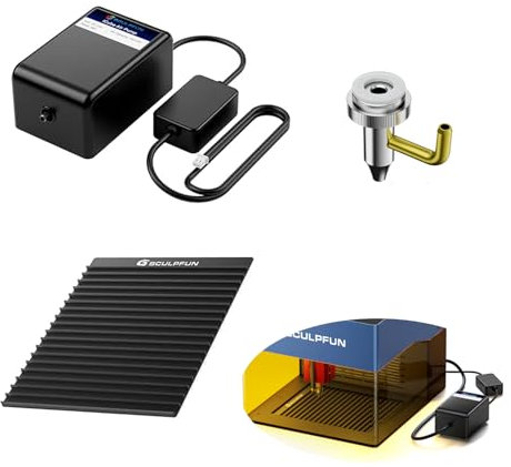 SCULPFUN Honeycomb Working Panel 15L/Min Air Pump Kit for iCube 5W / iCube 10W Laser Engraver, 40dB Low Noise