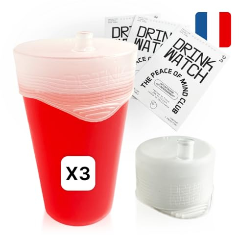 Drink Watch – Pack de 3 | Capuchon pour verres anti drogues | capote de verre Anti-Intrusion & Anti-Renversement | Réutilisable | Silicone alimentaire certifié | Fabriqué en France
