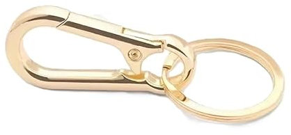 Heavy-Duty Premium Metal Carabiner Keyring with Swivel Clip (Gold)