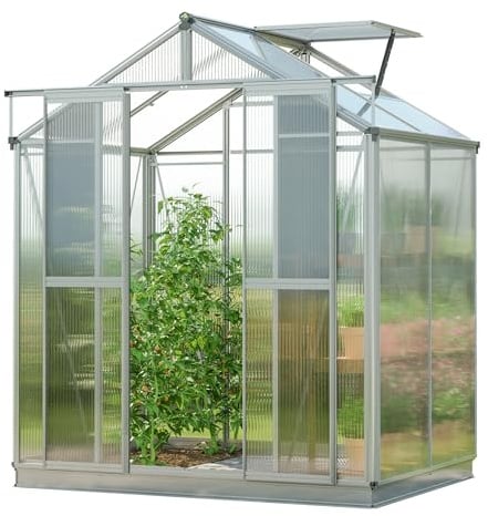 GFP Gewächshaus 179x133 cm, Alu-Rahmen, ca. 8 mm Polycarbonat, mit Zubehör