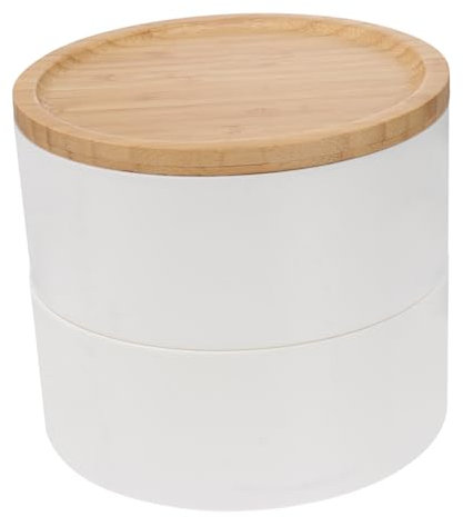 Veemoon Schmuckbox mit Bambusdeckel Mehrstöckige Aufbewahrungsbox für Ringe und Ohrringe Kreativer Schmuck Organizer für und Armbänder