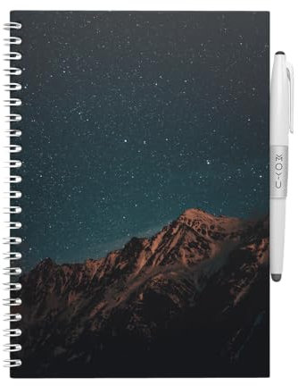 MOYU Erasable Notebook - A5 Stone Paper - Hardcover - Midnight Mountain - Multifunctional Pages - Includes Erasable Pen, Cloth, and Pen Holder