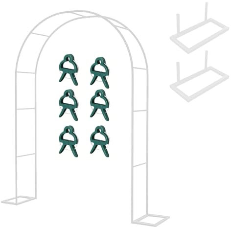 Metall Rosenbogen mit Basis, Gartenbogen Rankhilfe Rankgitter Breit 1.4 2.0 2.4 3.0 m, Hochzeitsbogen Wetterfest, Freistehend Torbogen Spalier für Kletterpflanzen, Terrasse Dekor(Weiß,B 1.4xH 2.4m)