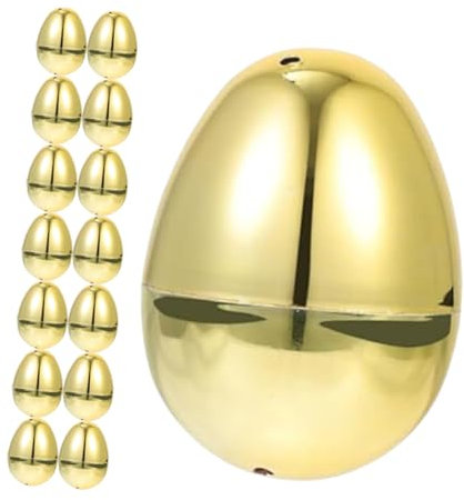 POPETPOP 15 Stück Osterdekorationen Dekorierte Eier Eierverzierung Eier Befüllbar Ostereihalter Zum Ausstellen Dekoration Zum Thema Ostern Eier Golden Plastik