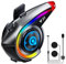 OBEST Auriculares Casco Moto, Auriculare Bluetooth Motocicleta con Luces LED RGB, Manos Libres Moto Impermeables IP65, Audífonos Casco Inalambricos con Asistente Dvoz IA Radio FM