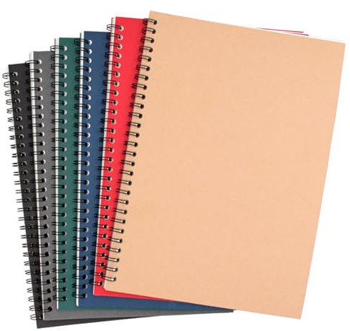 Spiral Notebook 6pcs 100 pagine A5 Blank Spiral Notebook Cover Soft Foresine Journal Sketch Books Bulk Sketch Libers Kraft Diary Planner Ideale per le forniture per uffici per viaggi scolast