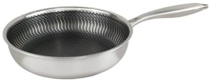 Cook & Pan - Honigpfanne 24 cm-Induktionsgeeignet-PFAS frei- 3-lagige Wabenstruktur-Beschichtung -Antihaft- wärmeisolierter Griff- Edelstahl- Silber
