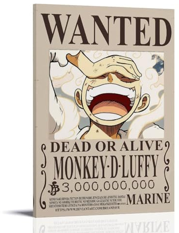Generisch Classic Anime Japanese Wanted Luffy Canvas Poster Für Zimmer, Ästhetische Leinwand-Wandkunst, Schlafzimmer-Dekor Poster 12x18inch(30x45cm)