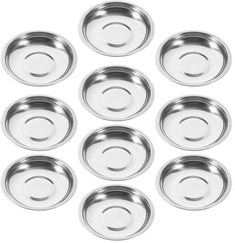 WJLYDM Lot de 10 Bols à Sauce Ronds en Acier Inoxydable, Assiettes métal, Plats d'assaisonnement for Aliments, Petites Service