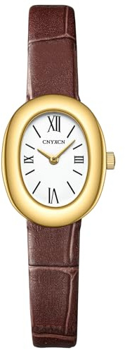 CNYXCN Damen Armband Gold Uhr Vintage Elegant Oval Armreif Uhr Gold Schmuck Stil Quarz Armbanduhr Geschenk für Sie