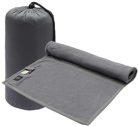 ChuYiElegance Beheizbare Schlafsackmatratze, Schnell Aufheizende Heizdecke, Tragbar mit Aufbewahrungstasche, Ideal für Schlafsäcke Und Andere Schlafbereiche, Grau