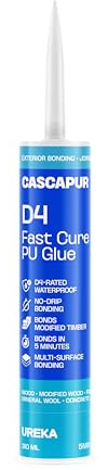 Cascapur D4 Waterproof 30min PU Gel Adhesive, Bonds in 30 Minutes, High-Strength, Light Gap Filling, Multi-Surface Bonding, Suitable for Modified Timber, Joinery, Exterior & Marine Use - 310ml