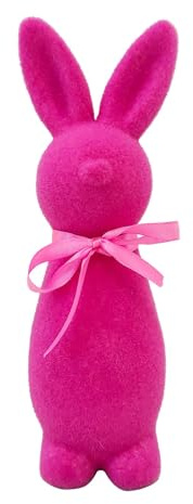 Osterhasen Figuren Groß aus Filz, Deko Osterhase mit Schleife, Osterhase Beflockt Dekoration, Ostergeschenke Kinder Bonsai Frühling Deko Kaninchen Ornament Osterdekoration (Rosa, One Size)
