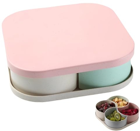 JIRVEX Snackteller mit Fächern 1 Stück Snackschale mit Unterteilung Quadratisch 4 Fächer Servierteller für Snacks Obst Süßigkeiten Raclette Fondue