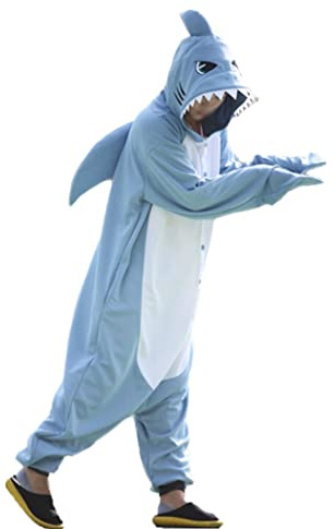 wotogold Animal Requin Pyjamas Unisexe Costumes Cosplay pour Adultes Bleu,M
