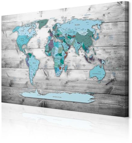 decomonkey Bilder Weltkarte 120x80 cm XXL 1 Teilig Leinwandbilder Bild auf Leinwand Vlies Wandbild Kunstdruck Wanddeko Wand Wohnzimmer Wanddekoration Deko Karte Landkarte Kontinente
