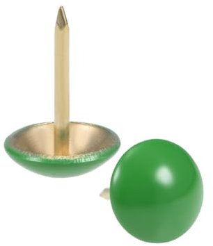 sourcing map Clou Tapissier Clou Ameublement Clou Meuble Punaise Pointe Tapissier Tapis Décoration 11mm Vert Rond Tête 17mm Longueur Pouce pour Sofa Dosserets 50 Pcs