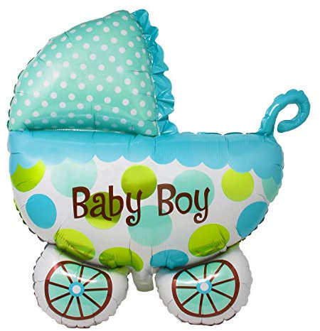 Oblique Unique® Folien Luftballon in Kinderwagen Form oder rund It's a Baby Boy! / It's a Baby Girl! für Geburt Baby Shower Party Deko (Kinderwagen - Baby Boy)