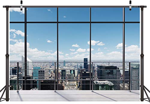 LYWYGG 8x6FT Fenster Foto Hintergrund Wand Büro Hintergrund Wand Studio Hintergrund Wand Live Broadcast Hintergrund Videokonferenz Hintergrund Außenlandschaft Home Office Home Dekoration CP-311-0806