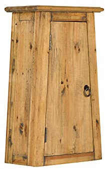 Woodkings® Bad Hängeschrank Rangun Massivholz Pinie braun Badschrank mit Glastür Design Badezimmerschrank Badmöbel Echtholz