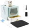HelloMiao Caja de Arena para Gatos Completamente Cerrada con Tapa, Tipo de cajón, desodorizante, Grande, Plegable, con Pala de plástico para Mascotas, Adecuada