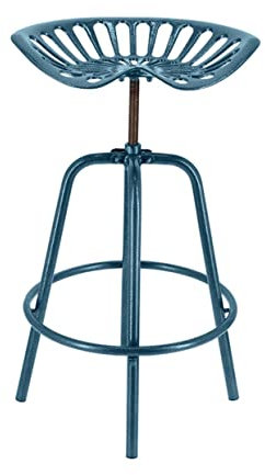 Rivanto® Traktorstuhl blau, bequemer Barhocker aus Eisen, verstellbare Höhe