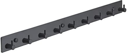 Brute Strength - Garderobenständer - 9 Haken - 60 cm - Edelstahl - Türhaken für Küche, Hakenleiste schwarz, Wandgarderobe, Bad, Wohnzimmer und Flur für Mützen Schals Handtaschen, Handtuchhaken