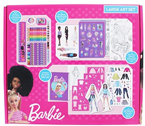 Barbie Large Art Set | Colouring & Craft Kit for Kids | Mega Art Set with Posters, Stickers, Crayons & Pencils | Barbie Colouring Set for Girls