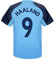 Manchester City FC - Jungen Trainingstrikot aus Polyester - Offizielles Merchandise - Geschenk für Fußballfans - Himmelblau - Wappen - Haaland 9-10-11 Jahre