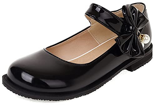 Bviennic Femmes Mignon Bout Rond Mary Janes Flats Dolly Chaussures Confort Eté Mariage Bride Ballerina Prom Bride Cheville Chaussures Noir Taille 46 Eu-48Cn