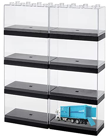 OLYCRAFT 8 Sets Acryl Vitrine Transparente Abnehmbare Vitrine Schaukasten Acryl Staubdichte Aufbewahrungsboxen Vitrine Mit Schwarzer Basis Für Blöcke Actionfiguren - 9.5x4.7x6.3 cm