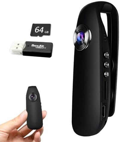 SONGYUKA Mini Spy Camera 1080P Video, Body Camera Wearable, Police Cam with Smart Motion Detection, Pocket Clip for Office, Law Enforcement, Security Guard, Home, Car, Bike, Hiking 64G SD gift(WDJ)