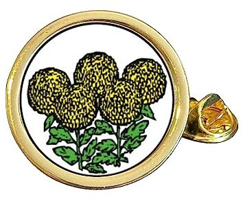 Chrysanthemen Blumen vergoldet gewölbt Anstecknadel Abzeichen, Metall