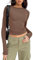 LACOZY Womens Long Sleeve Crop Tops Workout Crewneck Slim Fit T Shirts Cute Casual Y2K Tops Coffee S