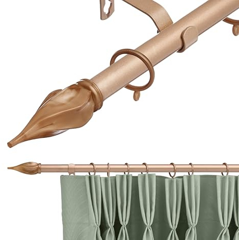 19 mm Extendable Metal Curtain Pole Rods - Bronze (Spiral Finials, 210-360 cm)