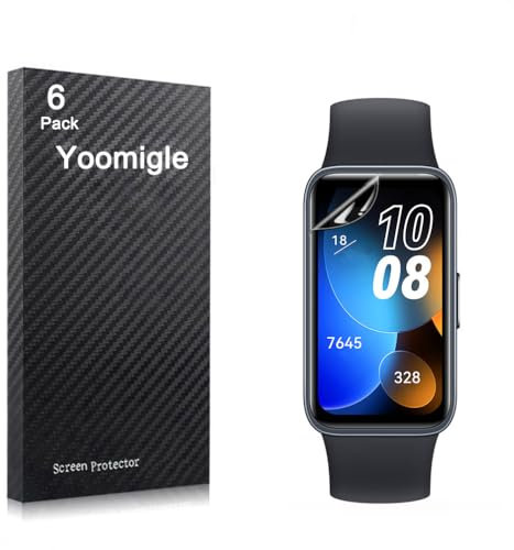 Yoomigle 6 Unidades Protector de Pantalla Compatible con Huawei Band 8 Smartwatch HD Claro Suave Protectors para Huawei Band 8 Reloj Flexible Película de TPU No Vidrio Alta Definicion