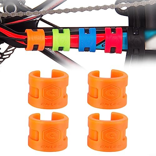 ZPLuz Kettenstrebenschutz, 4 Stück Fahrrad-Kettenstrebenschutz, Fahrrad-Hintergabelschutz, Anti-Kollisions-Gummischutzring, Fahrradrahmenschutz (Orange)