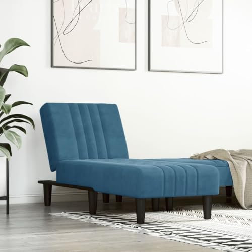 LAPOOH Chaiselongue Blau Samt, Relaxliege Wohnzimmer, Relaxsessel, Lesesessel, Ruhesessel, Bettsofa 352825