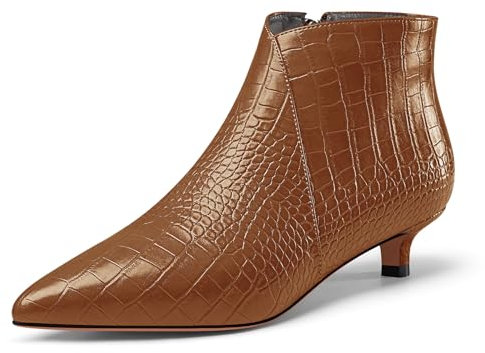 Castamere Donna Chiusa a Punta Basso Gattini Tacco Heel Cerniera Stivaletti Ufficio Casual Dress Stivali 3.5 CM Heels Marrone 37 EU