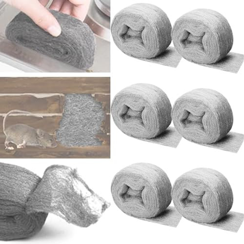 BSITSSS 6 PCS Paille de fer, Laine d'acier 0000, Paille de fer 0000 Nettoyage Wire Woo Polissage Acier Laine, Laine de Fil d'Acier Anti-Souris Laine Acier 0000 pour Polissage Entretien