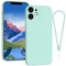 Andwing For iPhone 12 Case Silicone Case Soft Ultra Slim Protective Shockproof Silicone Case Scratch-Resistant Microfiber Lining, 6.1 Light Green